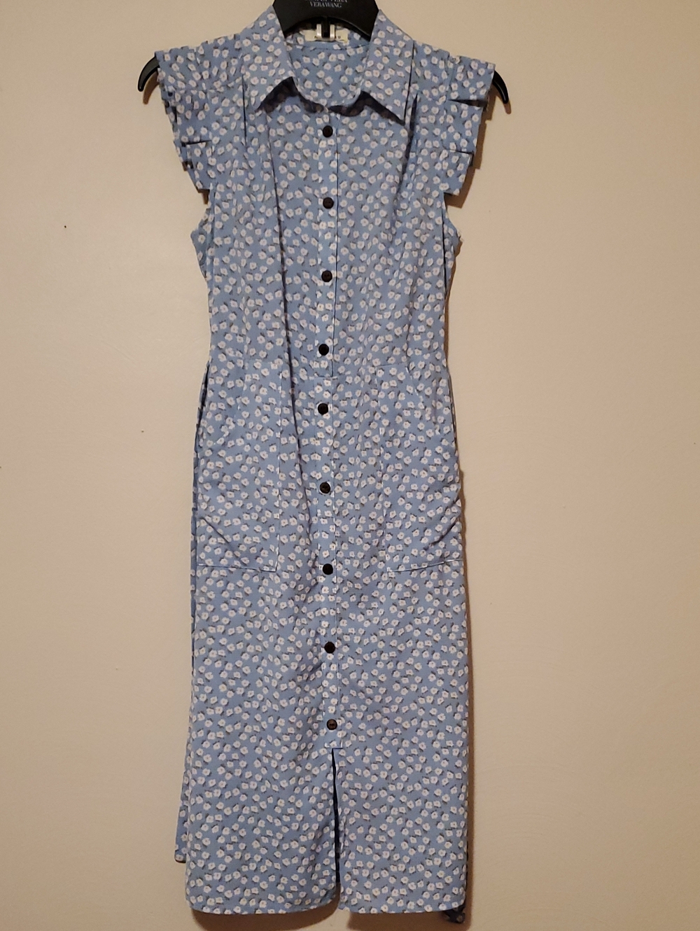 Monteau Light Blue Floral Button-Front Mini Dress